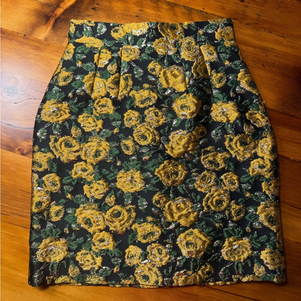 Dolce & Gabbana Yellow Floral Jacquard Mini Skirt